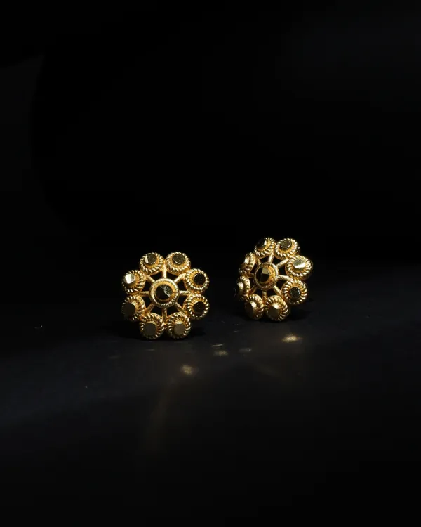 Micro_Plating_Gold_Tone_Traditional_Rosette_Studs_For_Women