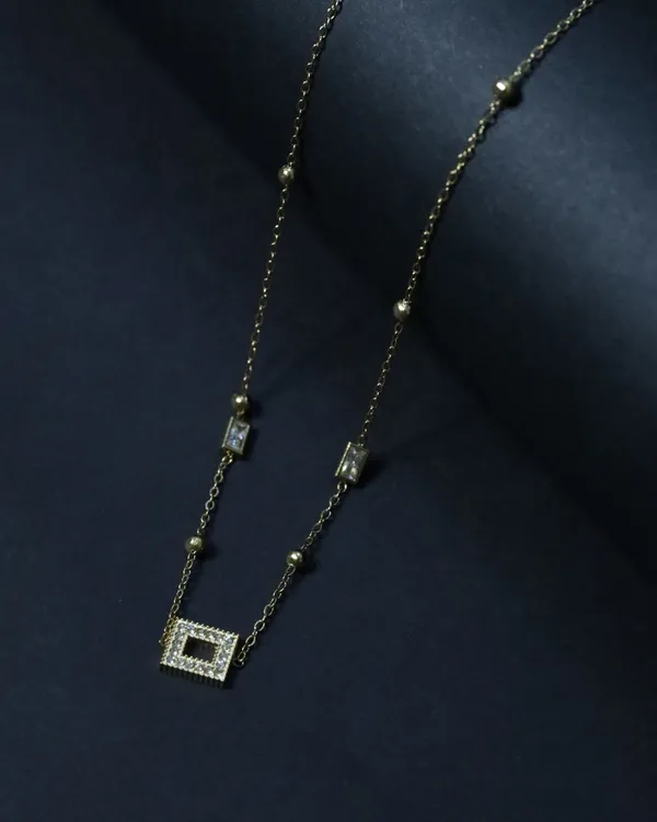 Gold_Snake_Chain_Cube_Beaded_Rectangle_Gemstone_18K_Gold_Plated_Anti_Tarnish_Chain_Necklace_For_Women