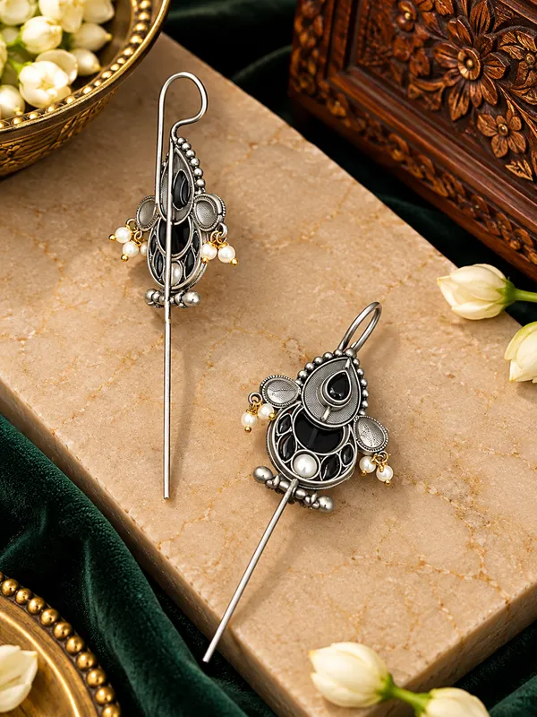 Rajwada_Bloom_–_Brass_Base_Oxidised_Ear_Pin
