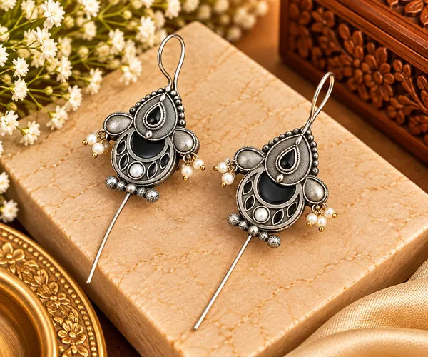 Rajwada_Bloom_–_Brass_Base_Oxidised_Ear_Pin