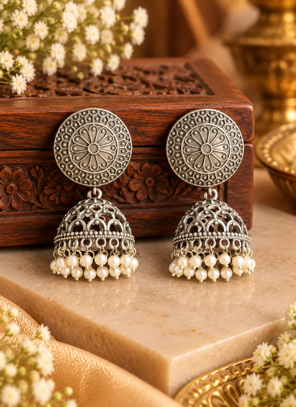 Rajwada_Chandrika_Oxidised_Jhumka