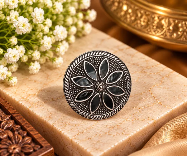 Rajwada_Floral_Oxidised_Brass_Statement_Ring
