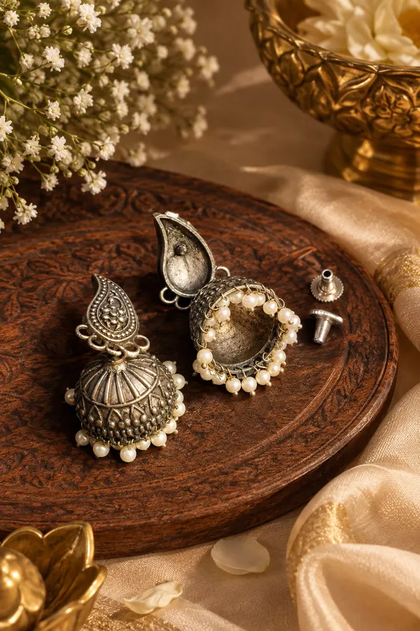 Rajwadi_Silver_Replica_Brass_Jhumka