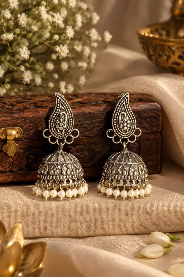 Rajwadi_Silver_Replica_Brass_Jhumka