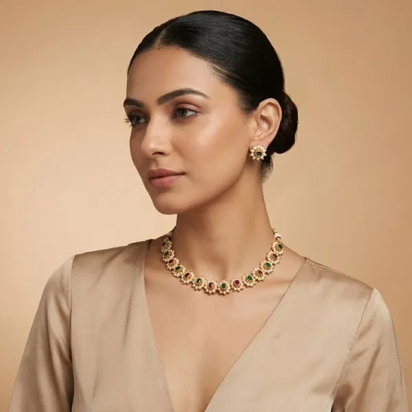 Multi_Colour_Nakshatra_Pearl_And_Navratna_Choker_Set_For_Women