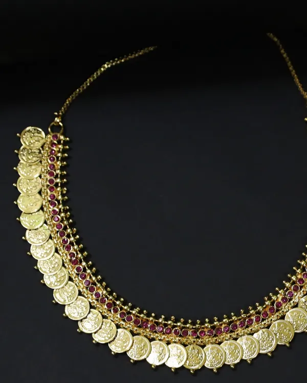 Dark_Pink_Everlasting_Shine_Coin_Necklace_Set_For_Women