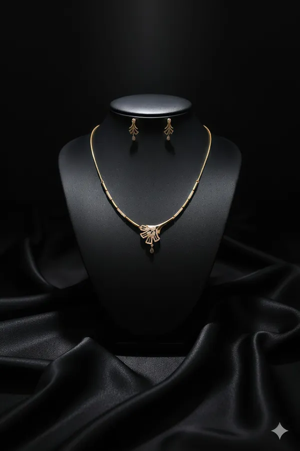 Golden_Petal_Cascade_Necklace_Set_For_Women
