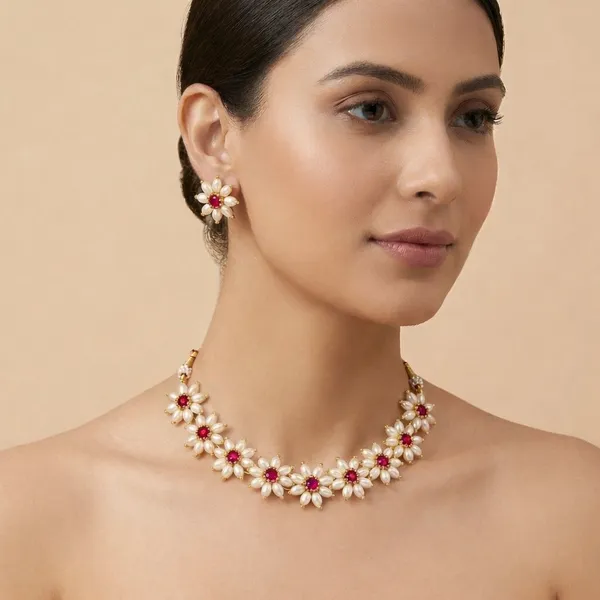 Red_Moti_Pushpa_Chinchpeti_Necklace_Set_For_Women