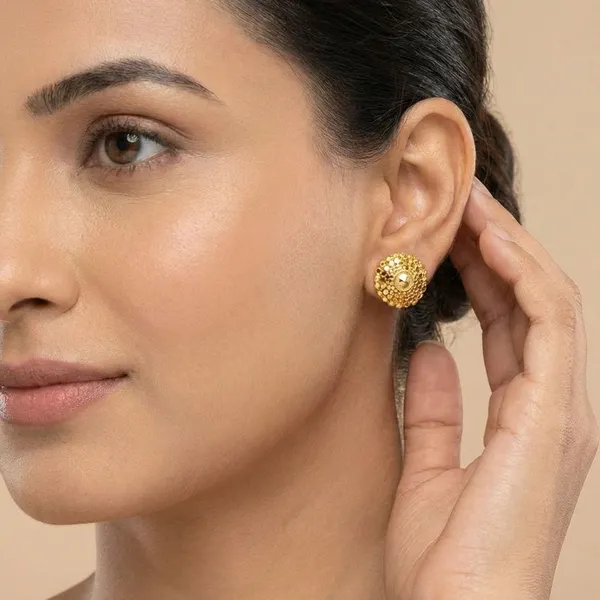 Gold_Disc_Micro_Plating_Stud_Earrings_For_Women