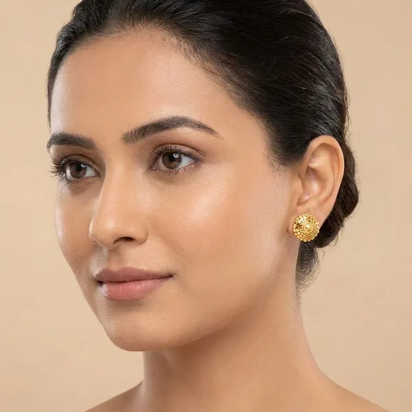 Gold_Disc_Micro_Plating_Stud_Earrings_For_Women