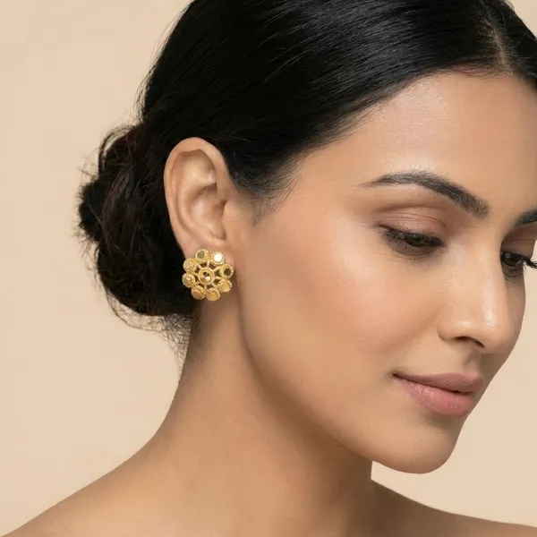 Gold_Tone_Micro_Plating_Traditional_Rosette_Studs_For_Women