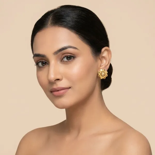 Gold_Tone_Micro_Plating_Traditional_Rosette_Studs_For_Women
