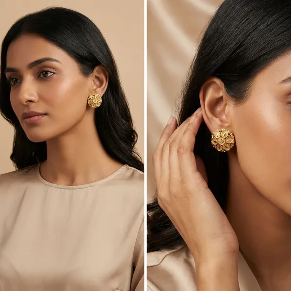 Gold_Petal_Cluster_Micro_Plating_Earrings_For_Women
