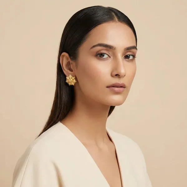 Gold_Faceted_Petal_Studs_Earrings_For_Women