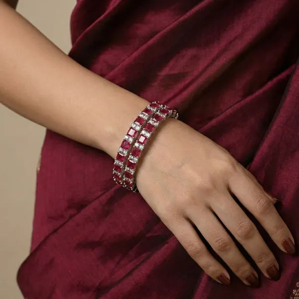 Red_Emerald-Cut_Eternity_Bracelet_(Set_Of_2)_For_Women