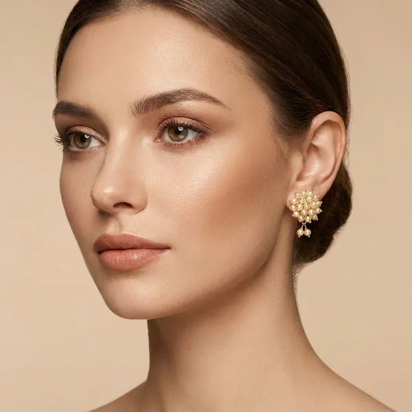Gold_Dewdrop_Cluster_Studs_For_Women