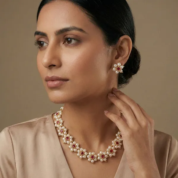 Dark_Pink_Traditional_Moti_&_Kundan_Choker_For_Women