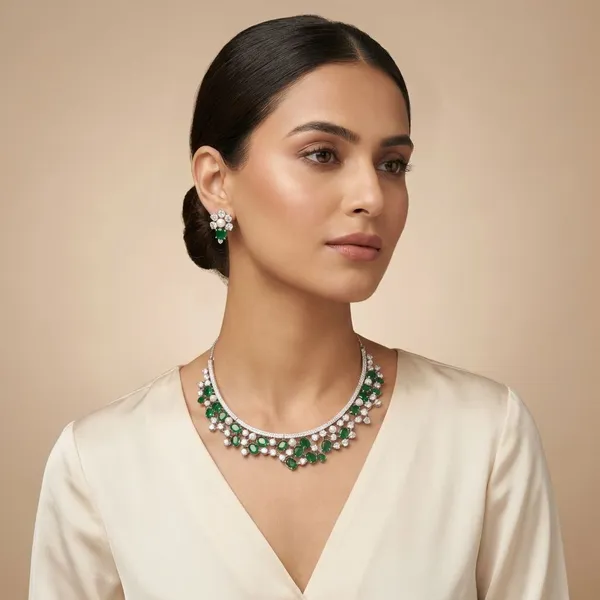 Bottle_Green_The_Night_Bloom_Pearl_&_Diamond-Look_Rhodium_Plated_Cubic_Zirconia_(Cz)_Choker_Set_For_Women