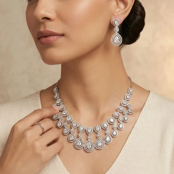 White_Regal_Amethyst_Teardrop_Statement_Rhodium_Plated_Cubic_Zirconia_(Cz)_Choker_Set_For_Women