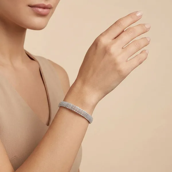 White_Brass_Ribbon_&_Round_Bangles_Set(Set_Of_2)_For_Women