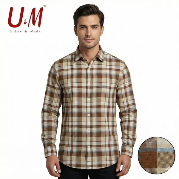 Brown_Beige_Oxford_Cotton_Premium_Full_Sleeve_Checks_Shirt_For_Men