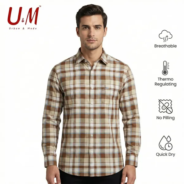 Brown_Beige_Oxford_Cotton_Premium_Full_Sleeve_Checks_Shirt_For_Men