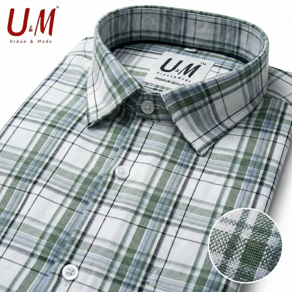 White_And_Green_Oxford_Cotton_Premium_Full_Sleeve_Checks_Shirt_For_Men