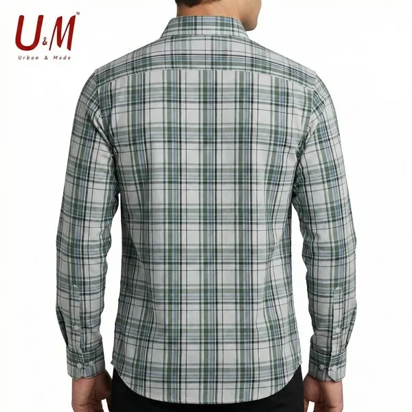 White_And_Green_Oxford_Cotton_Premium_Full_Sleeve_Checks_Shirt_For_Men
