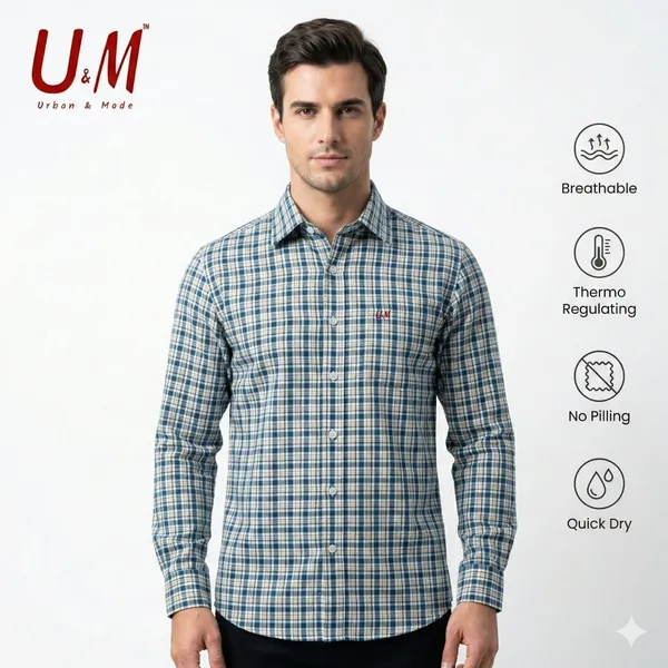Teal_Blue_Poplin_Cotton_Premium_Full_Sleeve_Checks_Shirt_For_Men