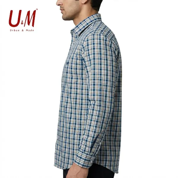 Teal_Blue_Poplin_Cotton_Premium_Full_Sleeve_Checks_Shirt_For_Men
