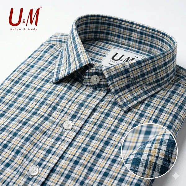 Teal_Blue_Poplin_Cotton_Premium_Full_Sleeve_Checks_Shirt_For_Men