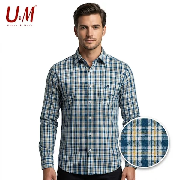 Teal_Blue_Poplin_Cotton_Premium_Full_Sleeve_Checks_Shirt_For_Men