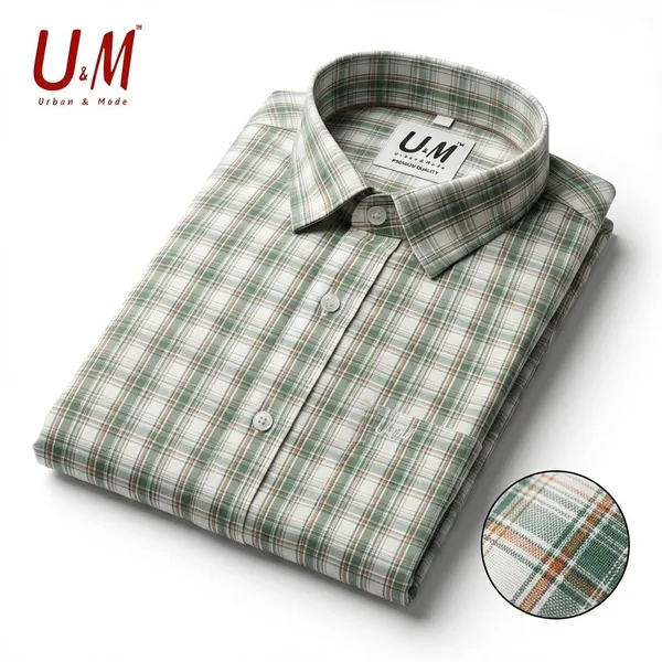 Light_Green_Poplin_Cotton_Premium_Full_Sleeve_Checks_Shirt_For_Men