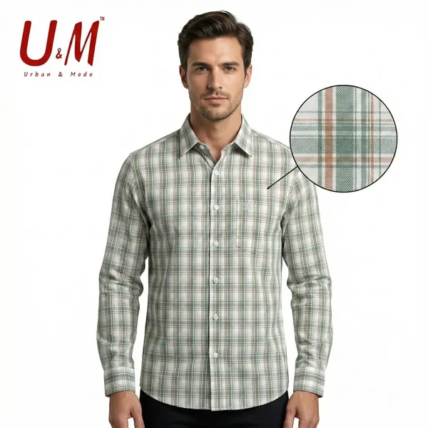 Light_Green_Poplin_Cotton_Premium_Full_Sleeve_Checks_Shirt_For_Men