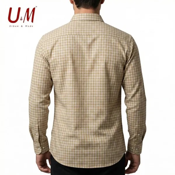 Khaki_Cotton_Linen_Premium_Full_Sleeve_Checks_Shirt_For_Men
