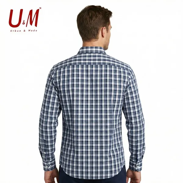 Navy_Blue_Poplin_Cotton_Premium_Full_Sleeve_Checks_Shirt_For_Men