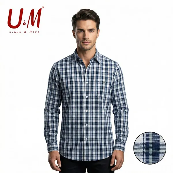 Navy_Blue_Poplin_Cotton_Premium_Full_Sleeve_Checks_Shirt_For_Men