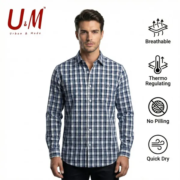 Navy_Blue_Poplin_Cotton_Premium_Full_Sleeve_Checks_Shirt_For_Men