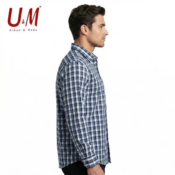 Navy_Blue_Poplin_Cotton_Premium_Full_Sleeve_Checks_Shirt_For_Men