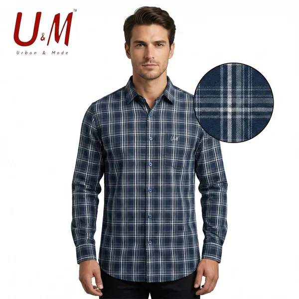 Navy_Blue_Oxford_Cotton_Premium_Full_Sleeve_Checks_Shirt_For_Men