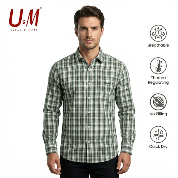 Green_Poplin_Cotton_Premium_Full_Sleeve_Checks_Shirt_For_Men