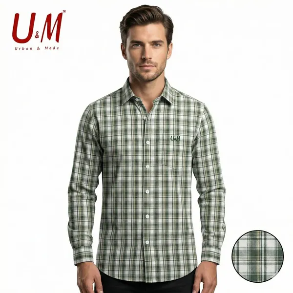 Green_Poplin_Cotton_Premium_Full_Sleeve_Checks_Shirt_For_Men
