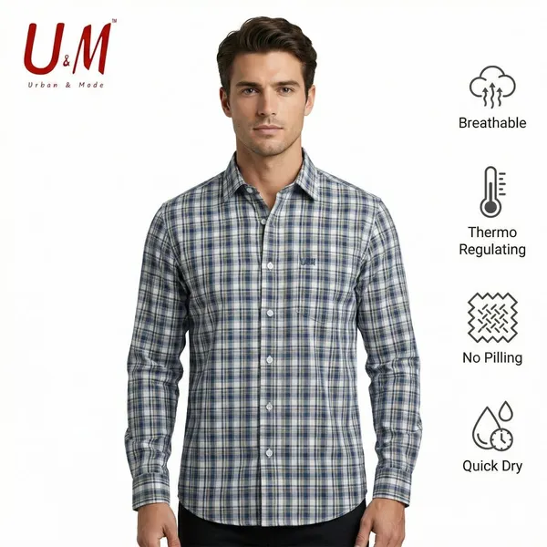 Blue_Poplin_Cotton_Premium_Full_Sleeve_Checks_Shirt_For_Men