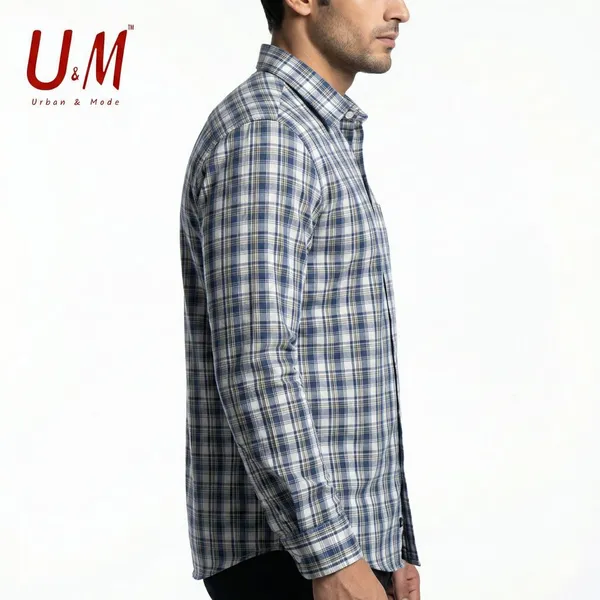 Blue_Poplin_Cotton_Premium_Full_Sleeve_Checks_Shirt_For_Men