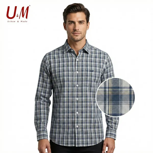 Blue_Poplin_Cotton_Premium_Full_Sleeve_Checks_Shirt_For_Men