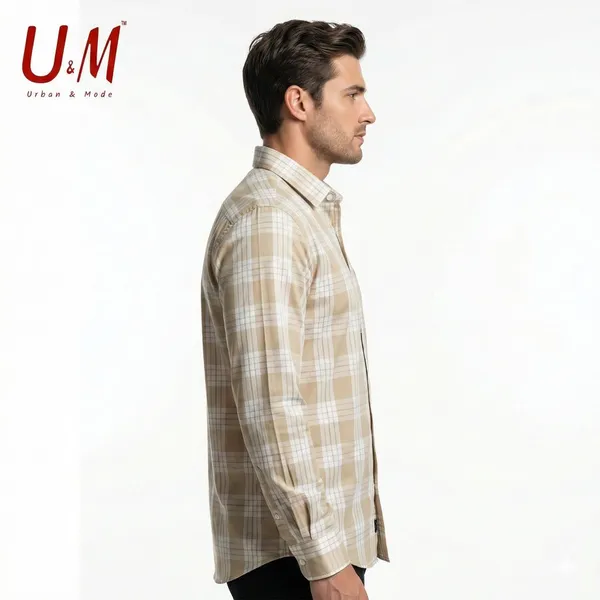 Light_Khaki_Oxford_Cotton_Premium_Full_Sleeve_Checks_Shirt_For_Men