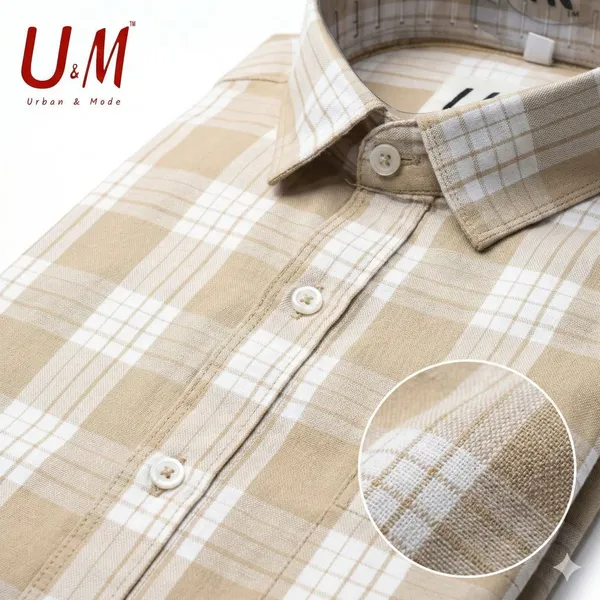 Light_Khaki_Oxford_Cotton_Premium_Full_Sleeve_Checks_Shirt_For_Men