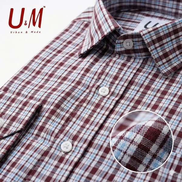 Maroon_Poplin_Cotton_Premium_Full_Sleeve_Checks_Shirt_For_Men