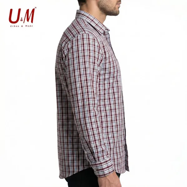 Maroon_Poplin_Cotton_Premium_Full_Sleeve_Checks_Shirt_For_Men
