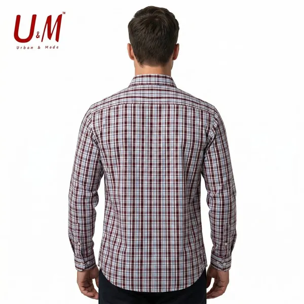 Maroon_Poplin_Cotton_Premium_Full_Sleeve_Checks_Shirt_For_Men